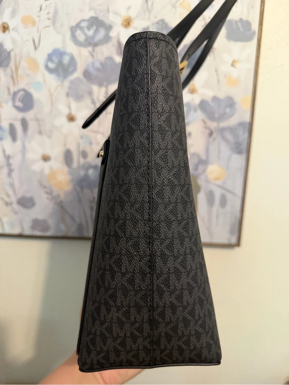 Michael Kors Jet Set Travel Bag MK Logo Double Pocket Tote with Gold Hardware